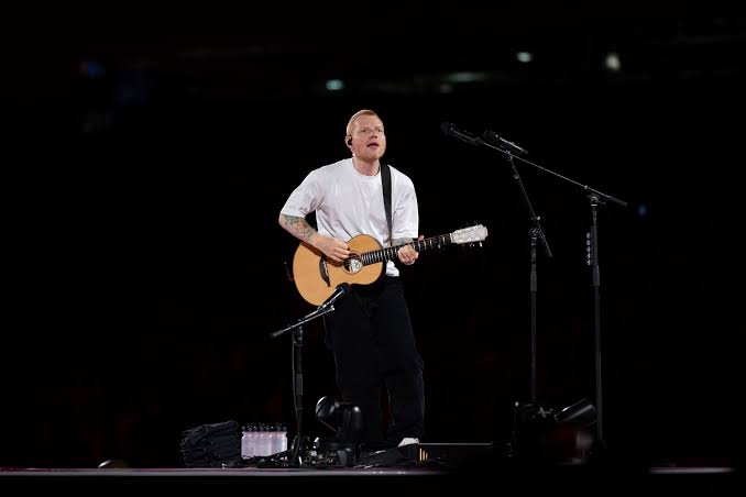 Ed Sheeran performing at Metlife Stadium