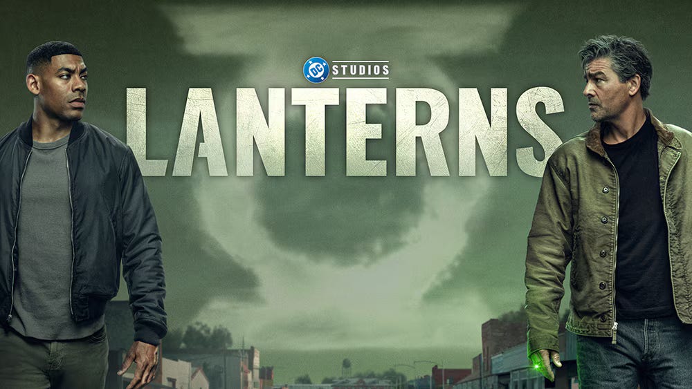 Kyle Chandler and Aaron Pierre as Hal Jordan and John Stewart in Lanterns