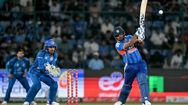 India celebrate their seven-wicket victory over Afghanistan in the second T20I in Delhi