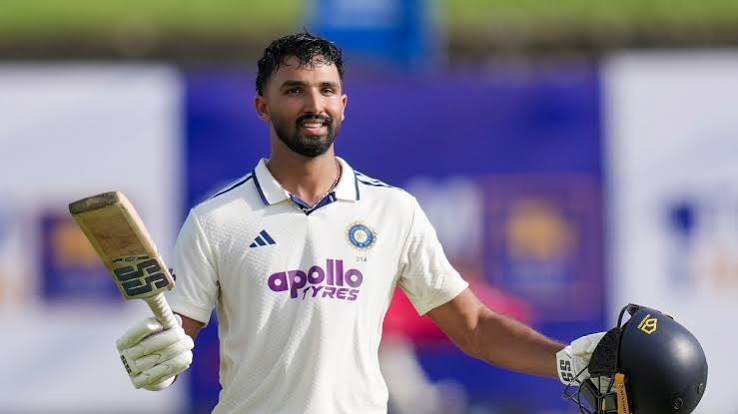 Devdutt Padikkal celebrates his century.