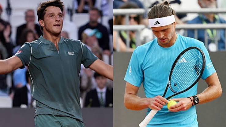 Alexander Zverev and Luciano Darderi during the US Open 2026 Round of 16