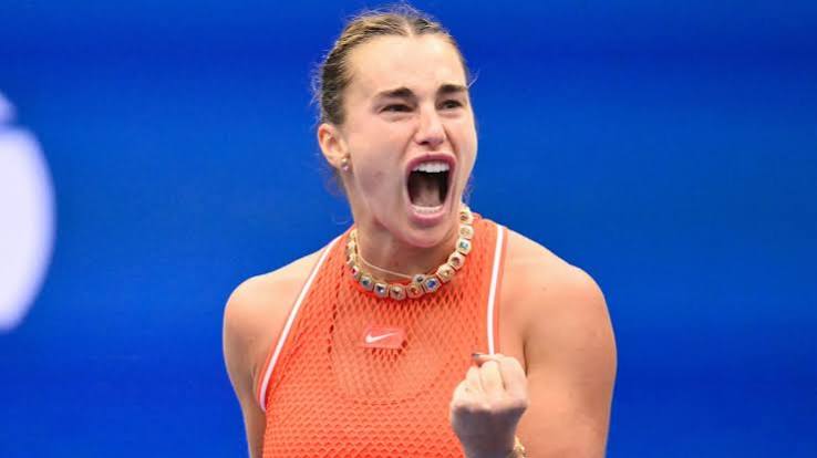 Aryna Sabalenka celebrates after defeating Jessica Pegula in the US Open 2026 semifinal