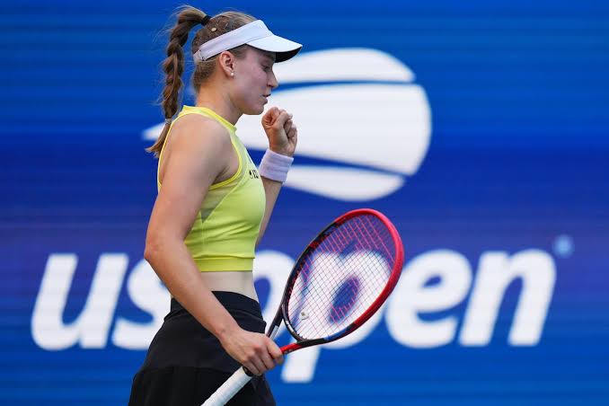 Elena Rybakina celebrates after defeating Qinwen Zheng in the US Open 2026 quarterfinal