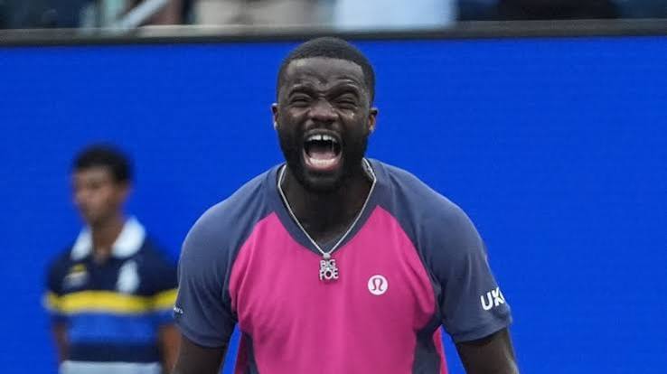 Frances Tiafoe celebrates after defeating Alex Michelsen in the US Open 2026 quarterfinal