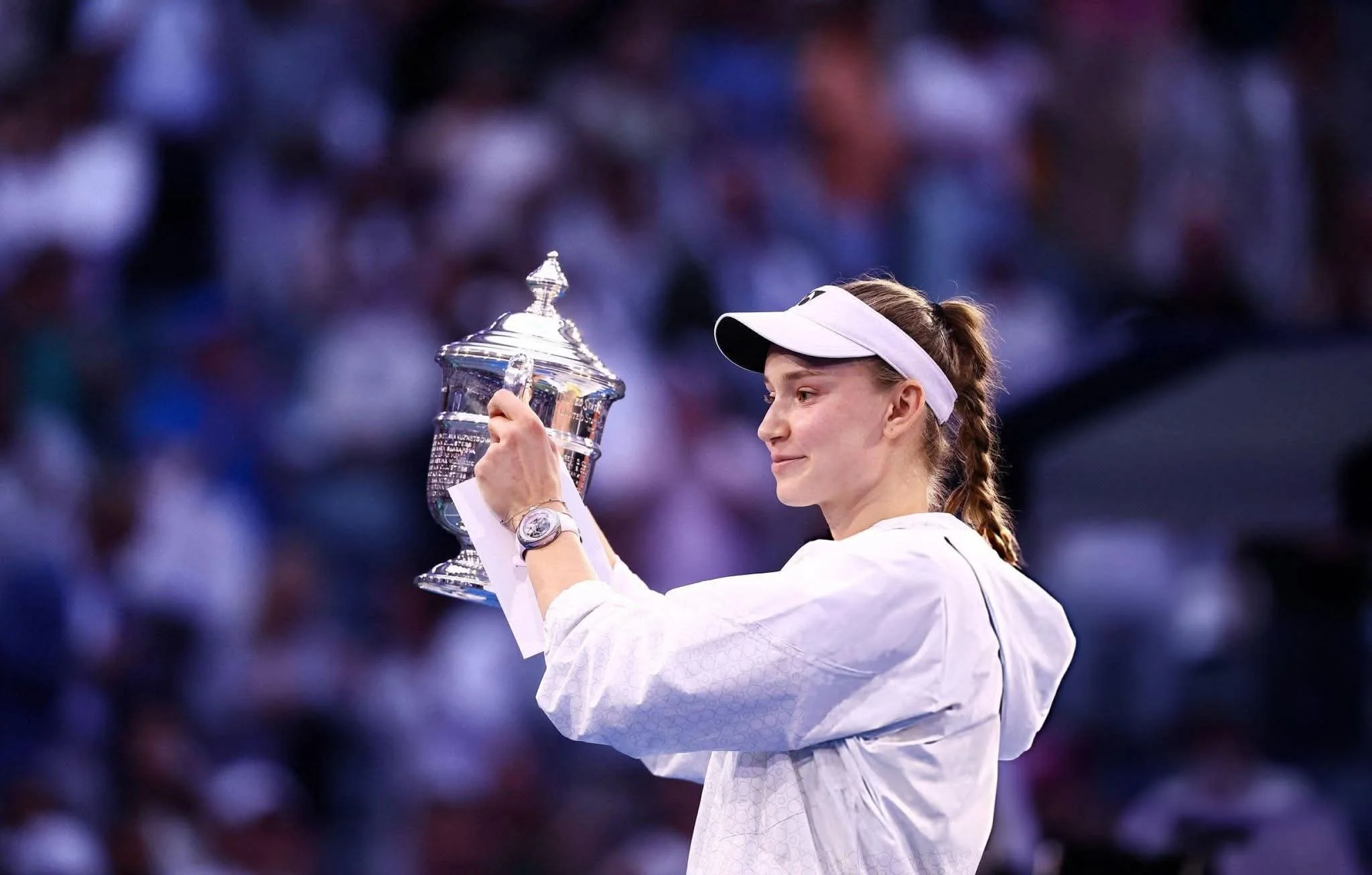 Elena Rybakina celebrating her 2026 US Open title