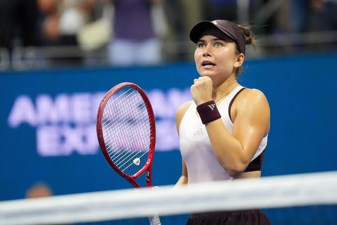 Iva Jovic celebrates after defeating Alex Eala at the US Open 2026