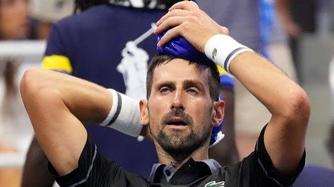 Novak Djokovic during his first-round US Open 2026 match against Mariano Navone